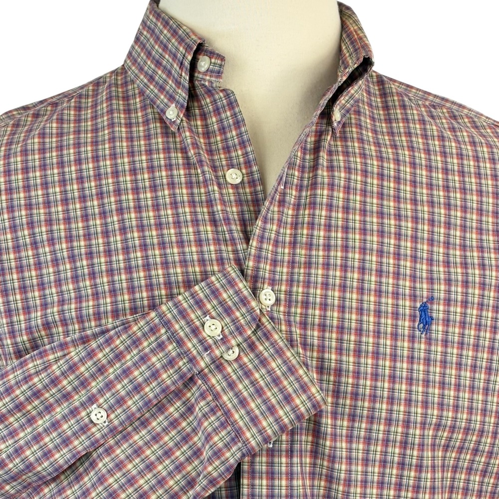 Ralph Lauren Mens 16/L Classic Fit Long Sleeve Plaid Button‎ Down Shirt